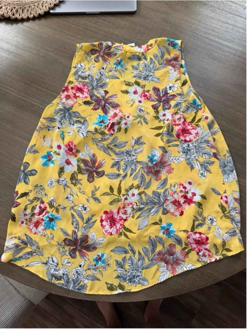Novida Floral Sleeveless Blouse Yellow Multi-color Size 2X